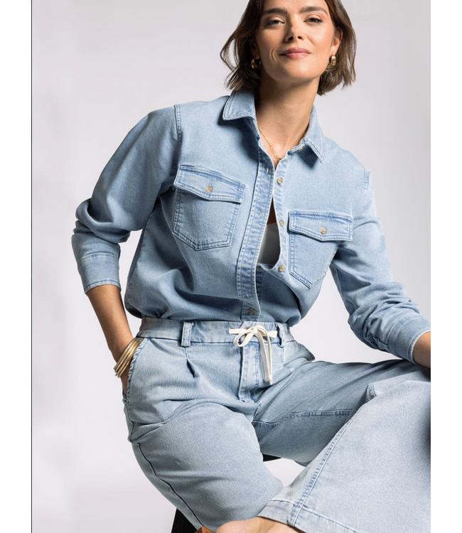 Rylee Cotton Denim Button Up Top