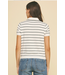 Striped Knit Polo Sweater White/Black
