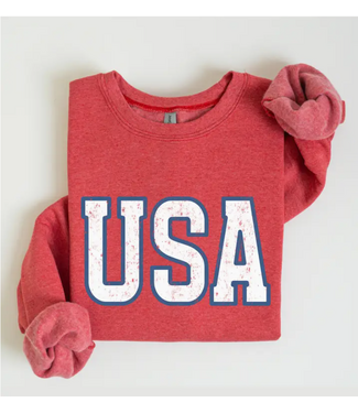 USA Sweatshirt Vintage Graphic Pullover Red
