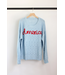 America Embroidered Crew Neck Blue