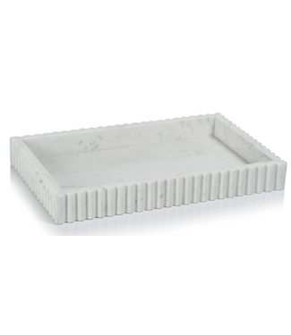 Camogli Scalloped Marble Tray - White - Large