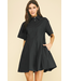 Tailored Button Down Mini Dress Black
