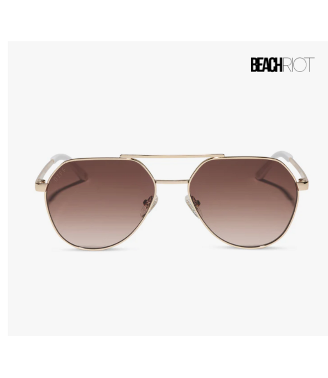 Diff Eyewear Beach Riot Reserve Gold Brown Sunglasses