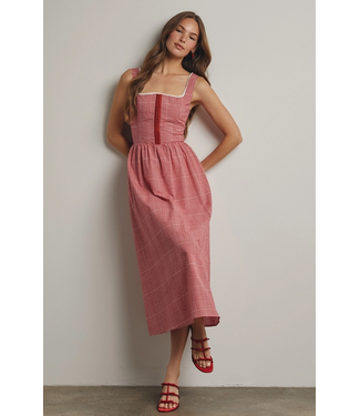 Plaid Corset Top Midi Dress