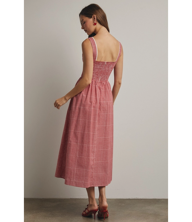 Plaid Corset Top Midi Dress