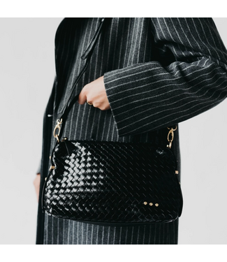 Harper Hobo Woven Shoulder Bag Black