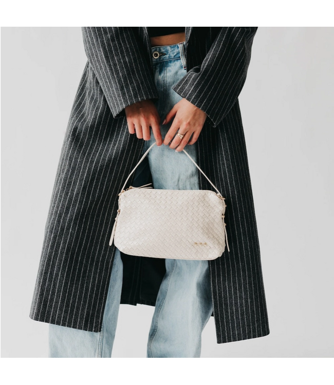 Harper Hobo Woven Shoulder Bag Cream