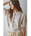 Knit Sweater Contrast Stitch Quarter Sleeve  Chocolate