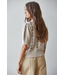 Knit Sweater Contrast Stitch Quarter Sleeve  Chocolate