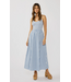 Striped Smocked Bodice Midi Dress