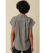 Sadie Gingham Button-Up Top Black Taupe