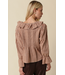 Hazel Gingham Ruffle Blouse Camel Taupe