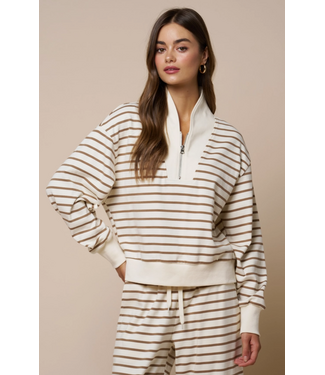 Stripe Have Zip-Up Contrast Sweatshirt