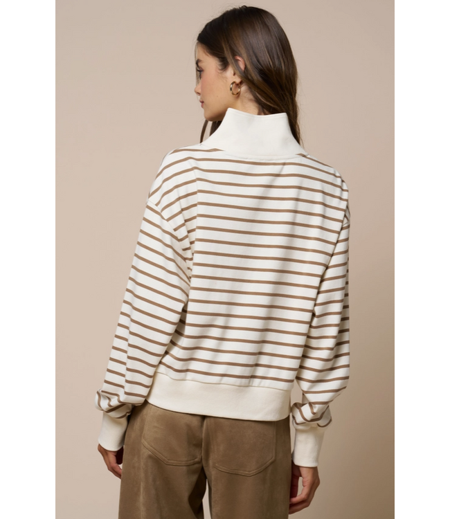 Stripe Have Zip-Up Contrast Sweatshirt