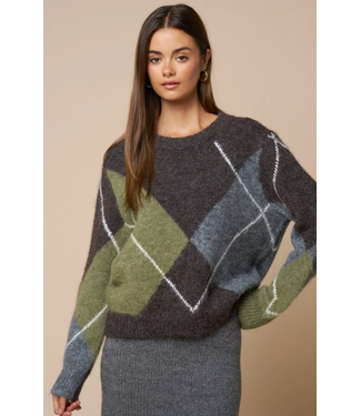 Argyle Long Sleeve Crewneck Sweater
