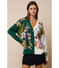 Floral Color Block V Neck Cardigan