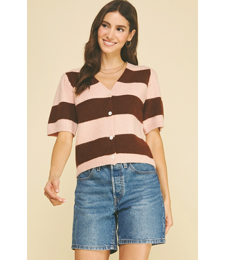 Color Block V-Neck Knit Sweater