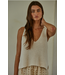 Knit Sweater Cotton V-Neck Sleeveless Tank Top Cream