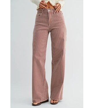 Just Black Denim Classic Relaxed Wide Leg - Spice Brown Stripe