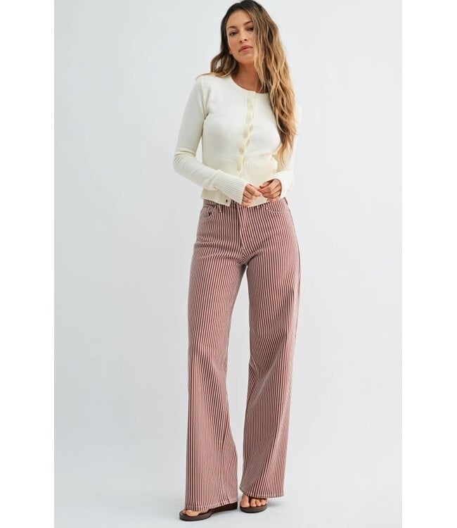 Just Black Denim Classic Relaxed Wide Leg - Spice Brown Stripe