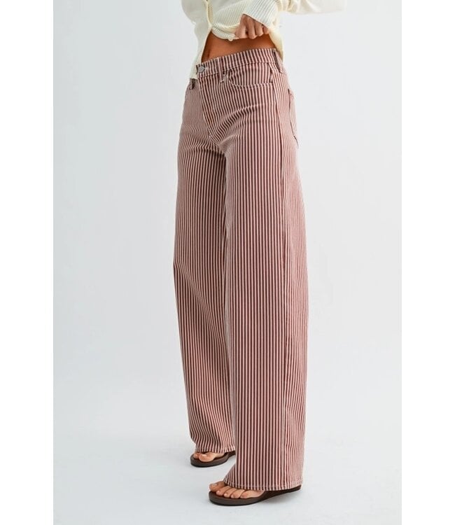 Just Black Denim Classic Relaxed Wide Leg - Spice Brown Stripe