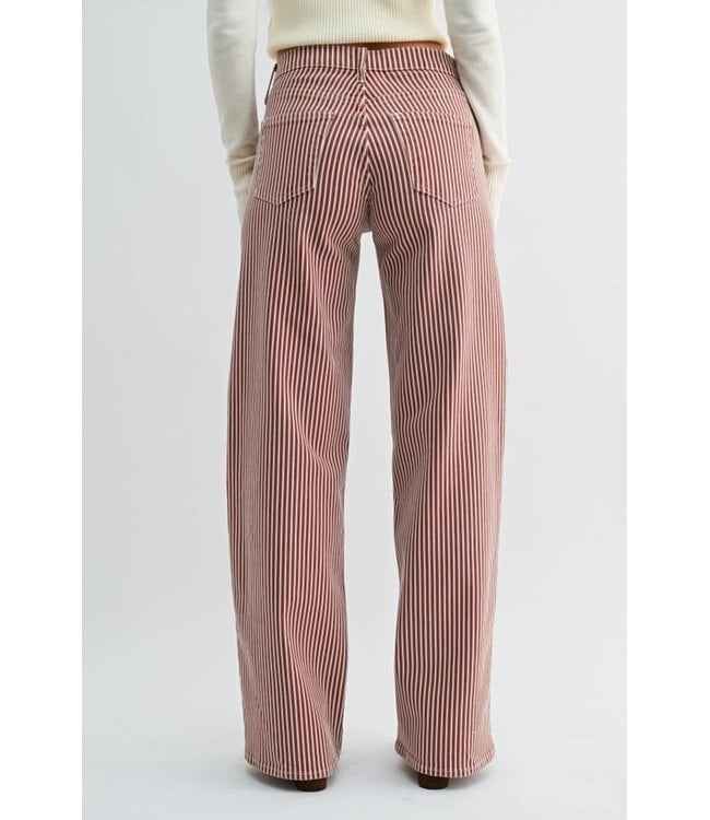 Just Black Denim Classic Relaxed Wide Leg - Spice Brown Stripe