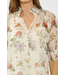 Puff Sleeve Smocked Neck Button Down Top