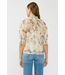 Puff Sleeve Smocked Neck Button Down Top