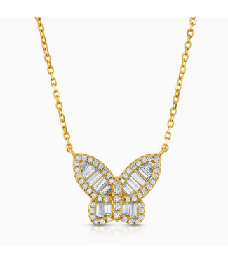 Jen Hansen Demi-Fine Baguette Beauty Butterfly Necklace, Gold