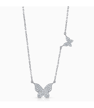 Jen Hansen Demi-Fine Double New Beginnings Butterfly Necklace, Silver