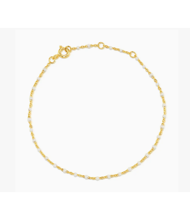 Jen Hansen Demi-Fine White Enamel Bead Satelite Bracelet Gold