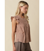 Clara Ruffle Sleeve Gingham Top Taupe