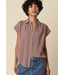 Sadie Gingham Button-Up Top Burgundy