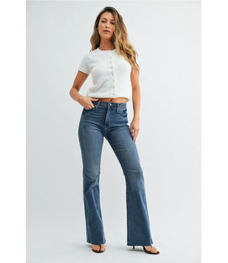 Just Black Denim High Rise Scissor Cut Flare - Medium Denim