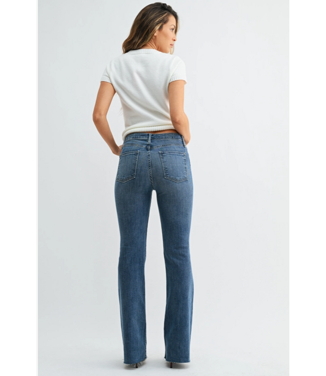 Just Black Denim High Rise Scissor Cut Flare - Medium Denim