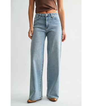 Just Black Denim High Rise Stretchy Wide Leg - Medium Denim