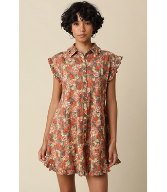 Poppy Floral Shirt Mini Dress