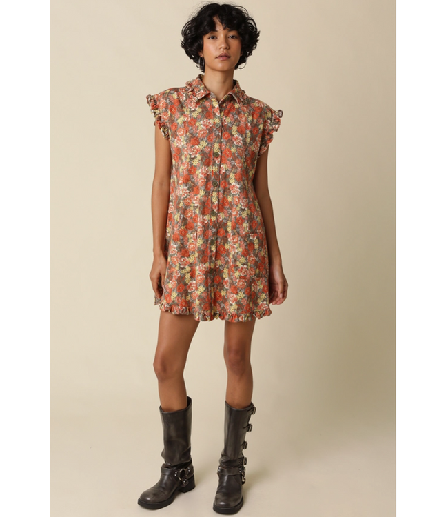 Poppy Floral Shirt Mini Dress