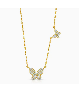 Jen Hansen Demi-Fine Double New Beginnings Butterfly Necklace, Gold