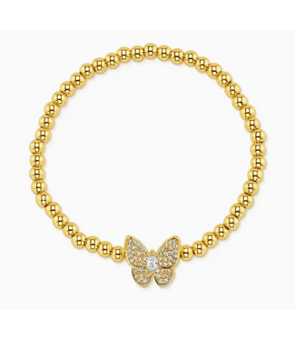 Jen Hansen Demi-Fine Pave Butterfly Stretch Bracelet, Gold