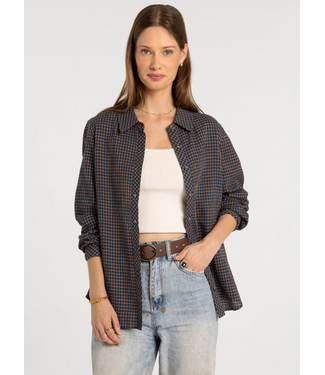 Navigator Top Navy Brown Plaid