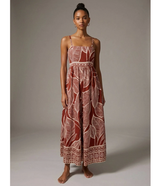 Rust Leaf Code Maxi Dress