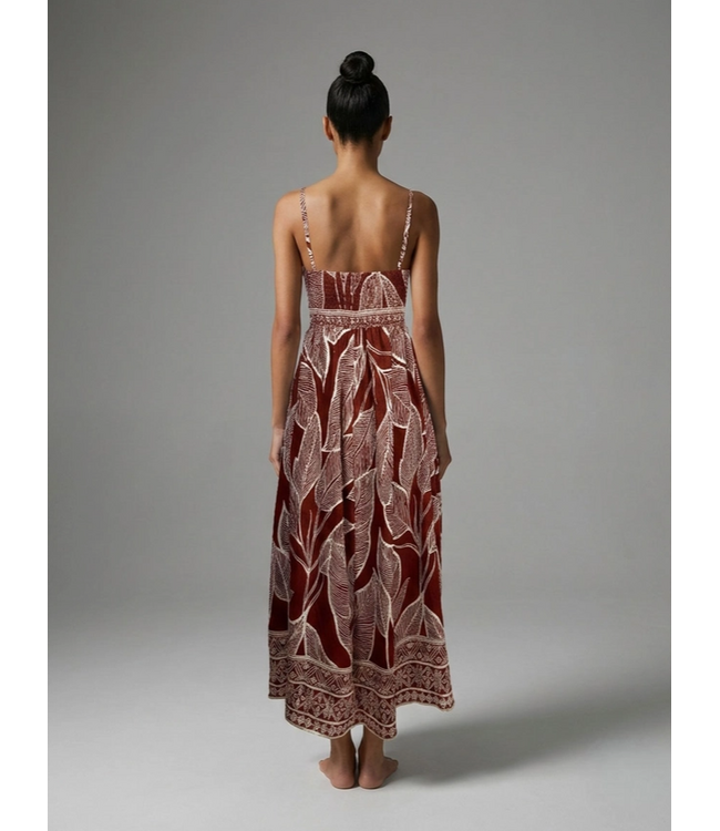Rust Leaf Code Maxi Dress