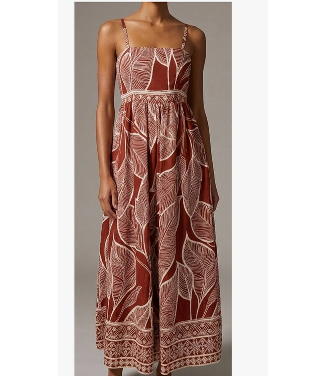 Rust Leaf Code Maxi Dress