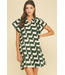 Geometric Print Tunic Dress Dk Green