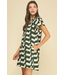 Geometric Print Tunic Dress Dk Green