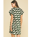 Geometric Print Tunic Dress Dk Green