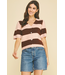 Color Block V-Neck Sweater Pink/Brown
