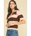 Color Block V-Neck Sweater Pink/Brown