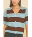 Color Block V-Neck Sweater Blue/Brown